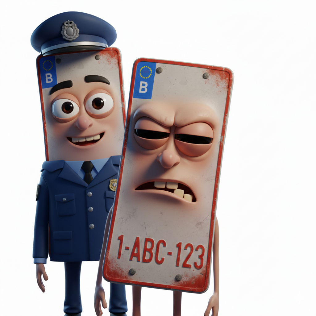 Comparaison plaque immatriculation neuve vs abîmée - Clic Plaque Belgique